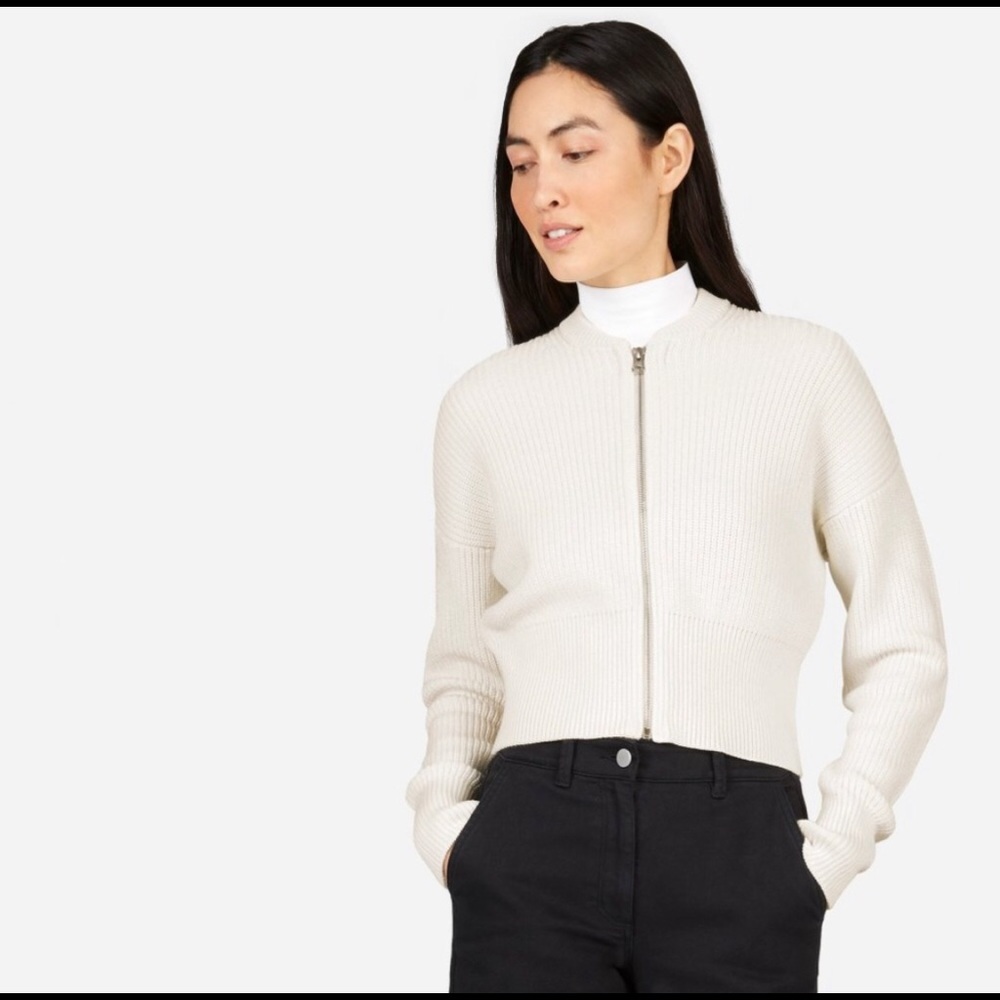 ISO!!! Everlane White Fisherman Cotton Zip Bomber